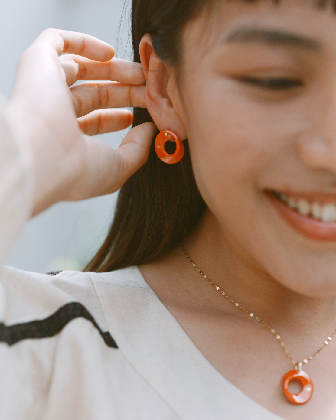 The Möbius High-Tech Ceramic Earrings - Orange