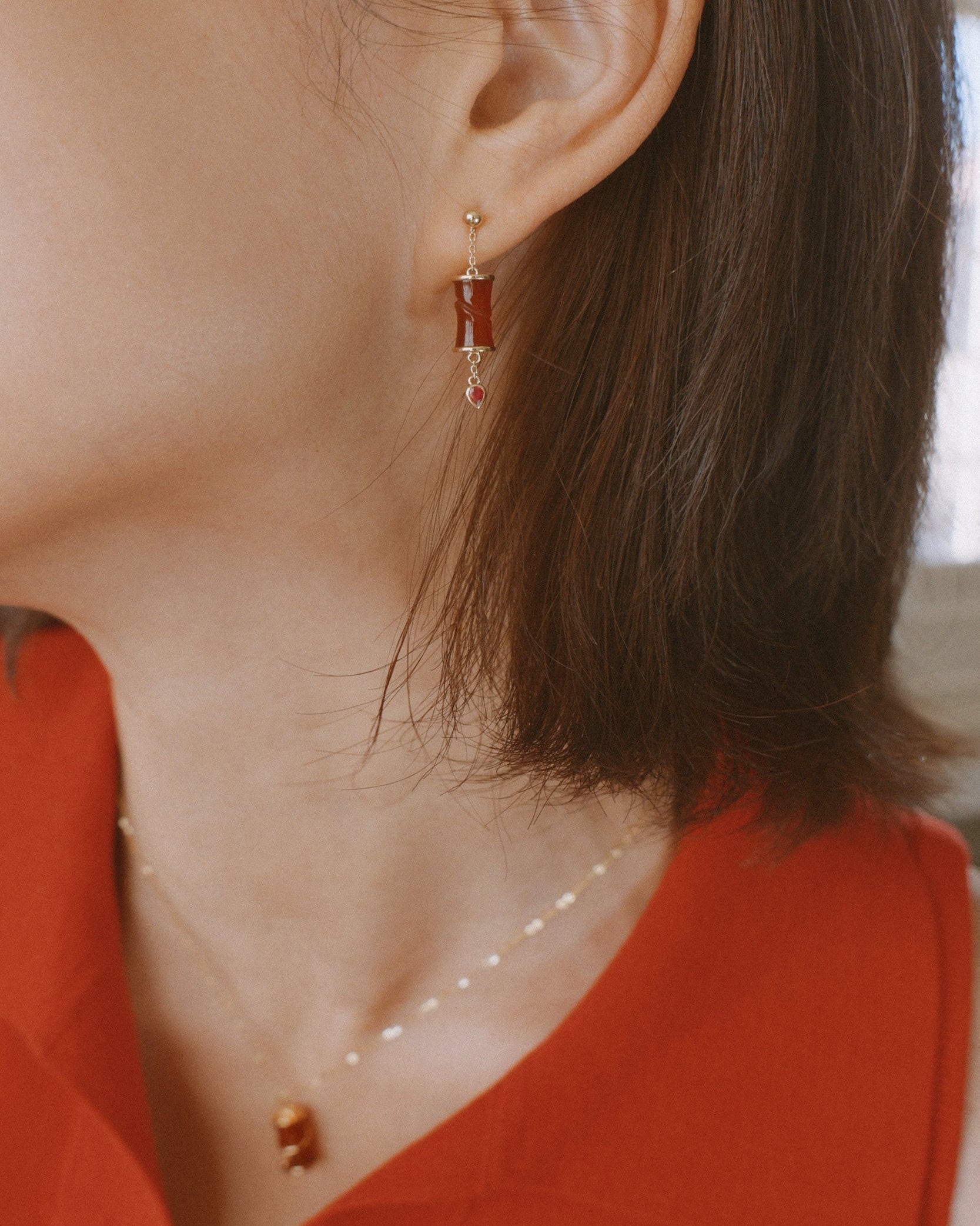 The Revival Firecracker Carnelian Drop Earrings