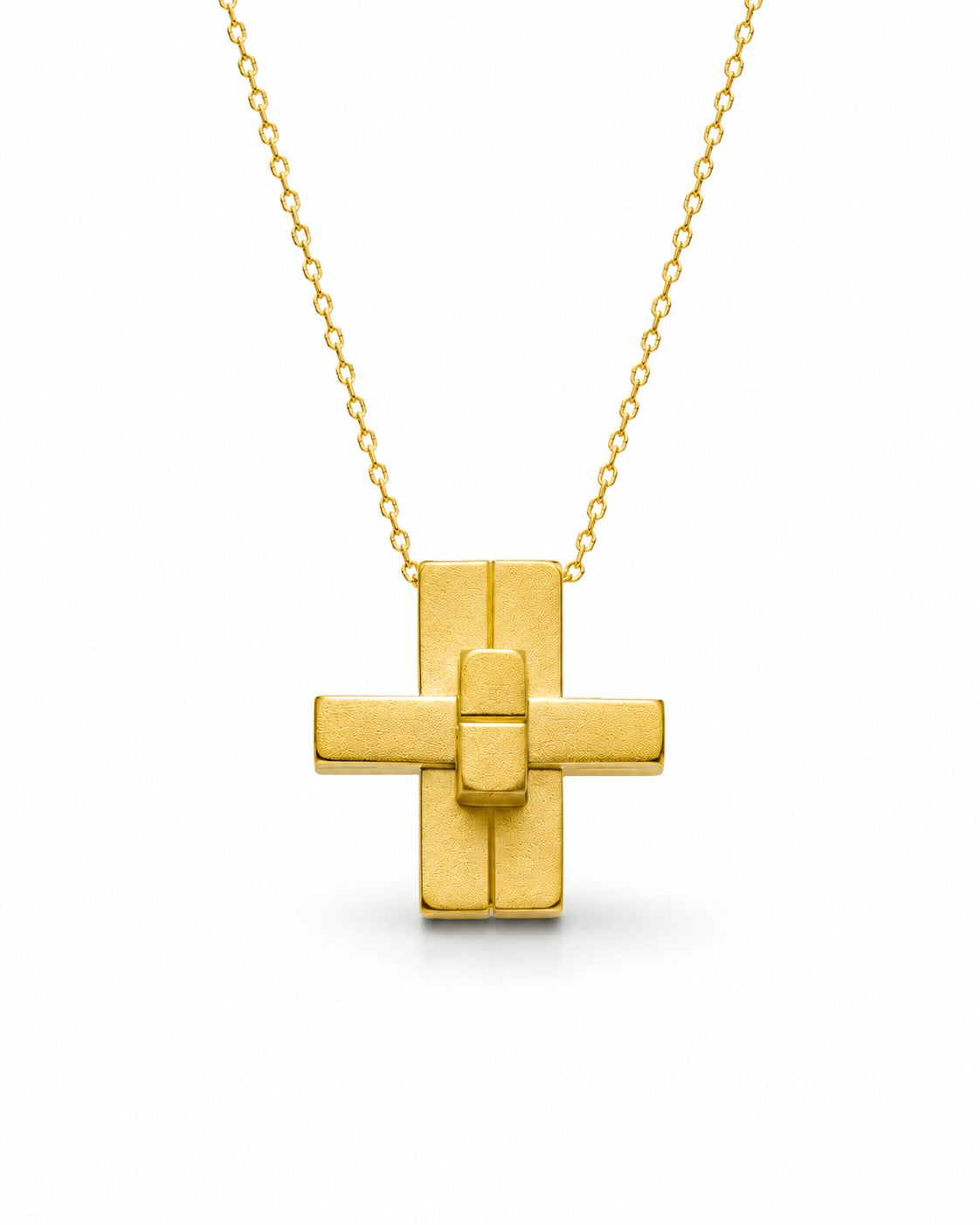 The Revival Luban Gold Lock Puzzle Pendant Necklace
