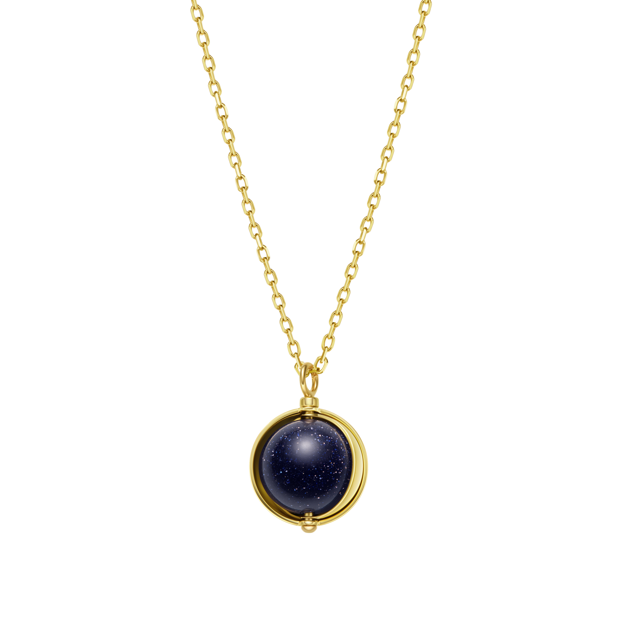 Rotating Moon Blue Sandstone Necklace
