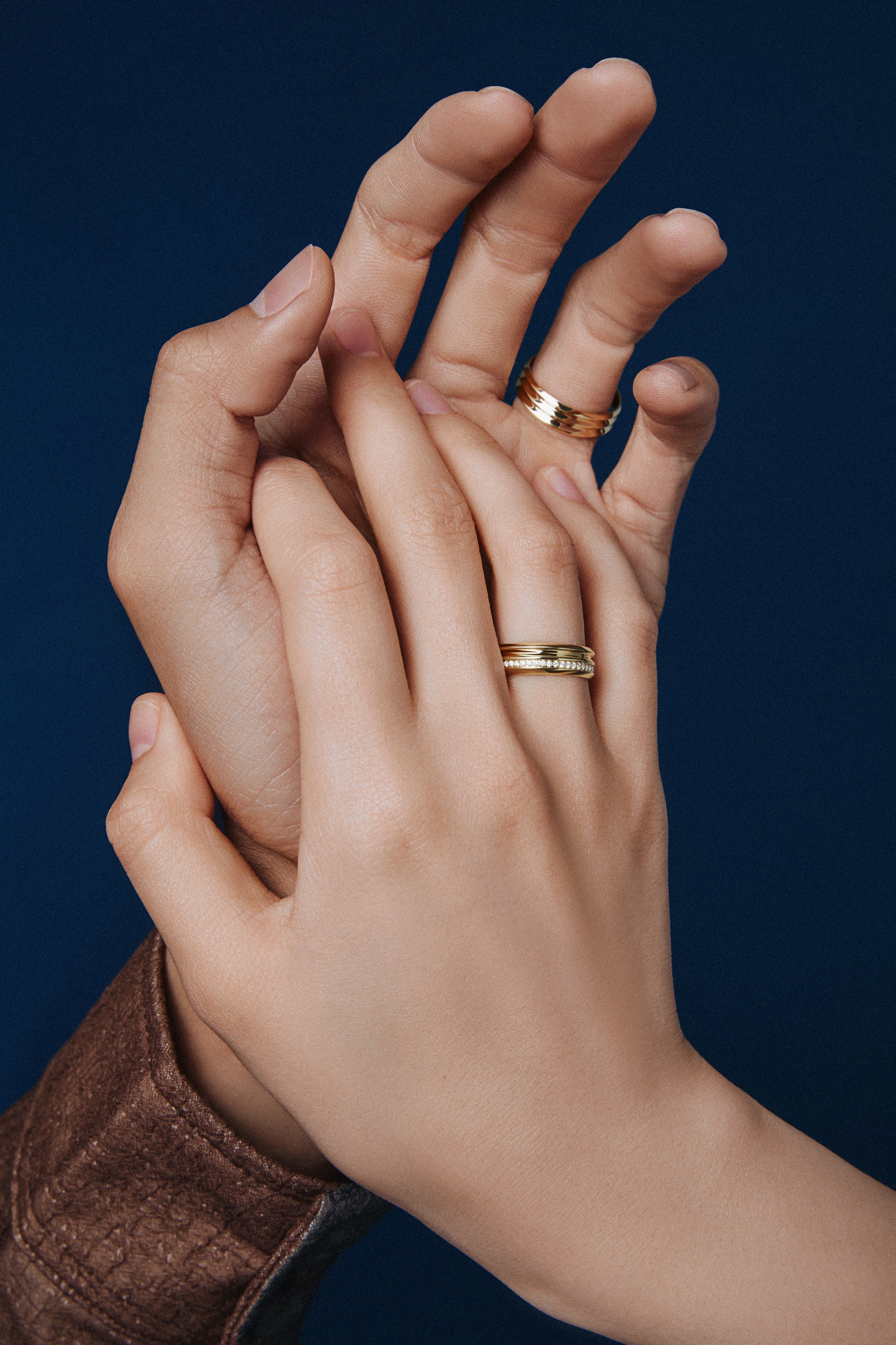 The Ridge Tripple - Row Diamond Ring - 18K Solid Gold - YIN Fine Jewelry - Chinese Modern Gold Jewelry
