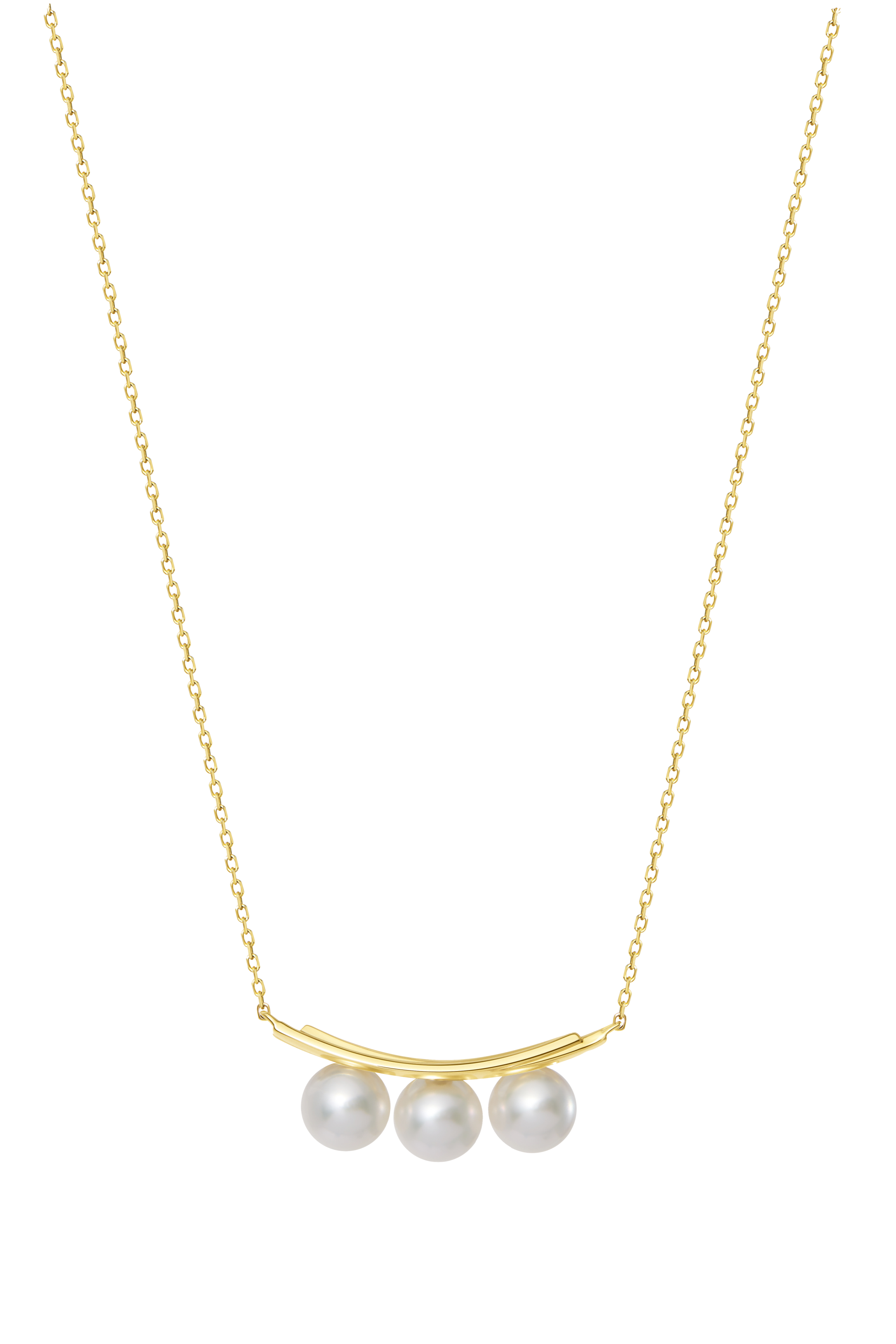 The Warm Pearl Akoya Pearl Trio Bar Necklace - 18K Solid Gold - YIN Fine Jewelry - Chinese Modern Gold Jewelry 