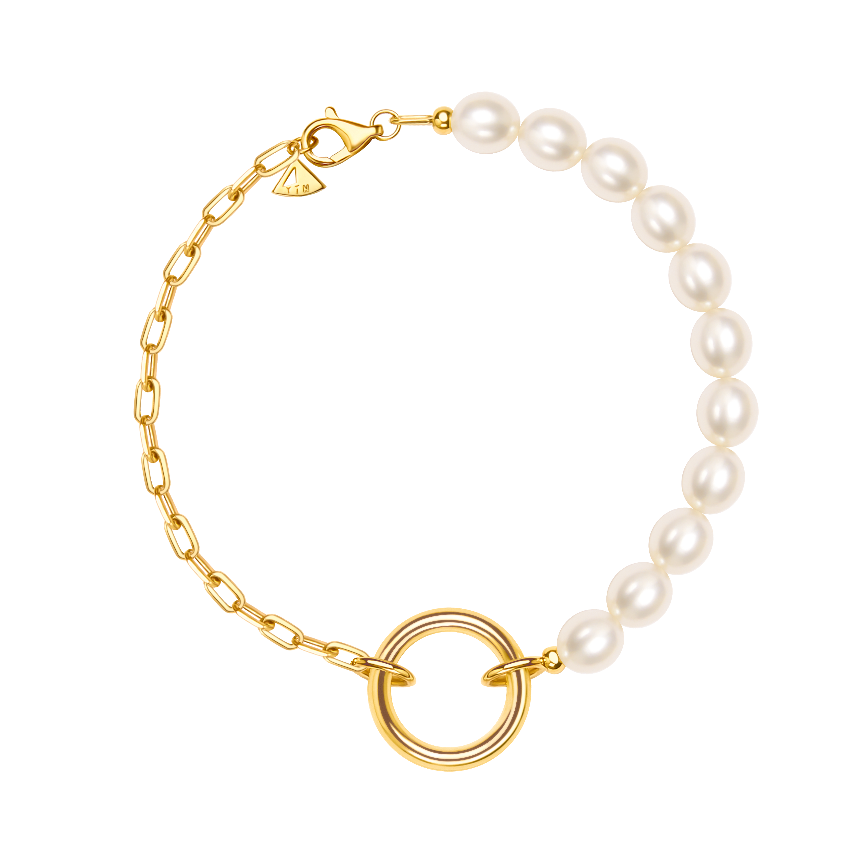 The Warm Pearl Half Pearl Half Chain Bracelet - 18K Solid Gold - YIN Fine Jewelry - Chinese Modern Gold Jewelry 
