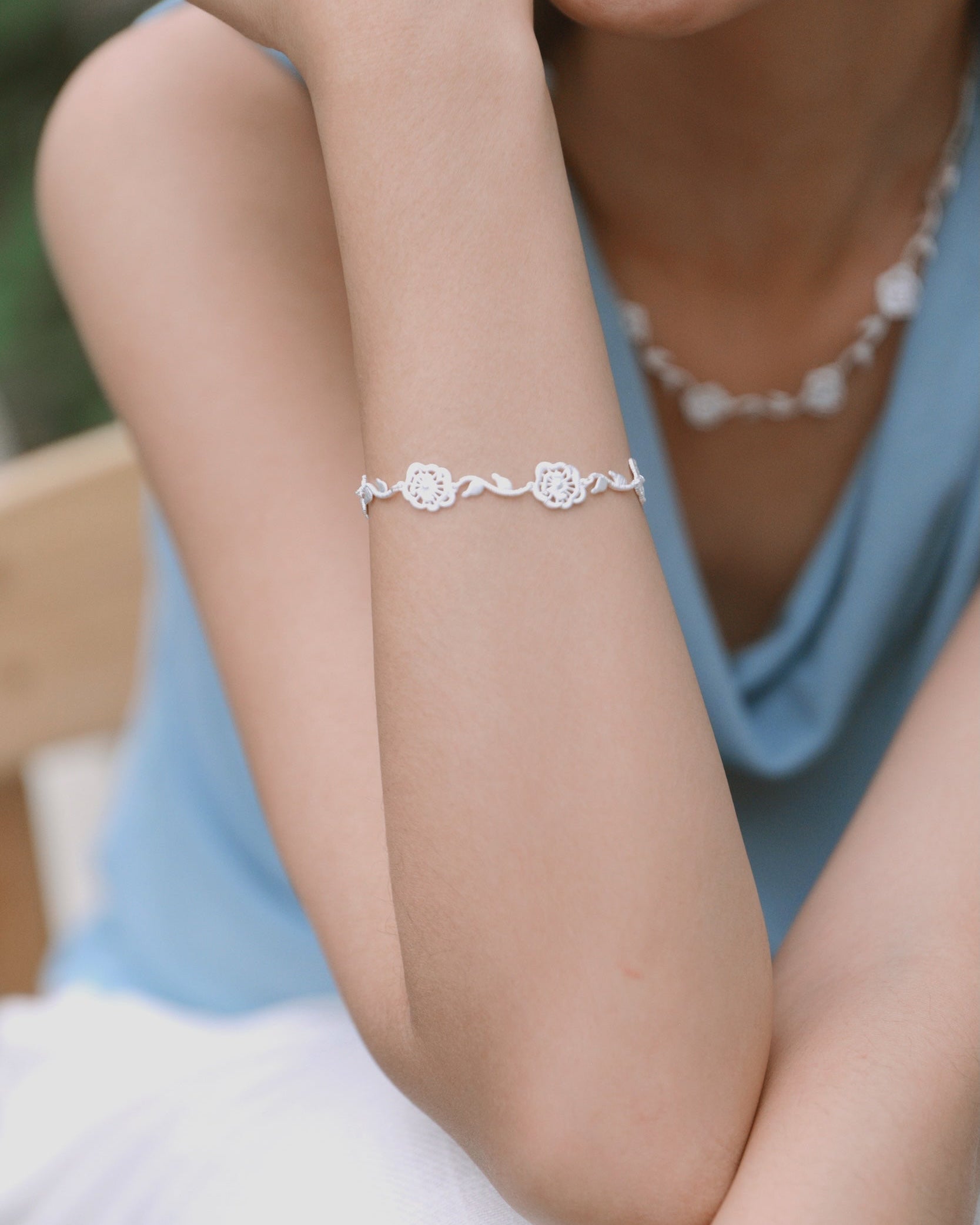 Thorned Rose Bracelet - Silver