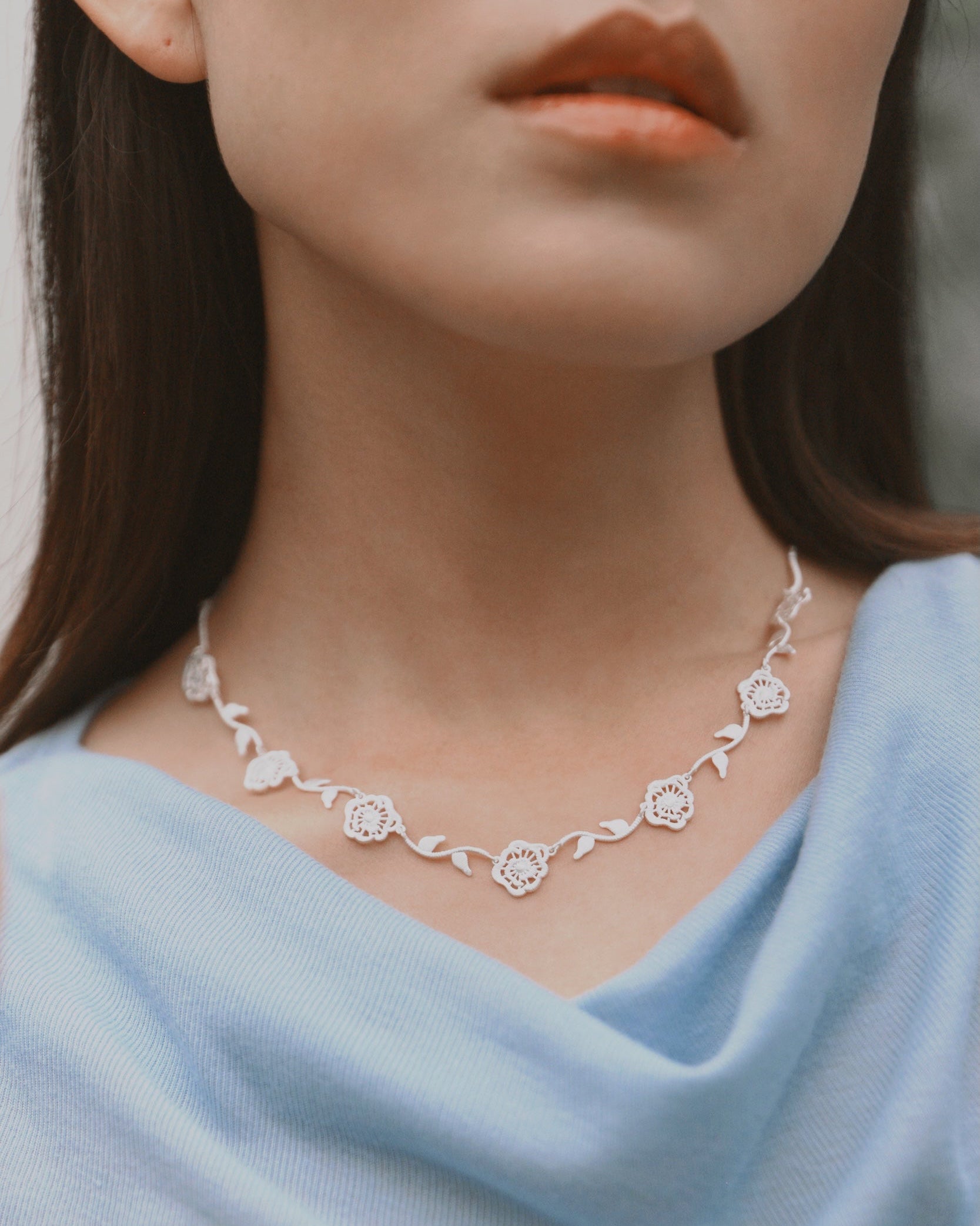 Thorned Rose Necklace - Silver