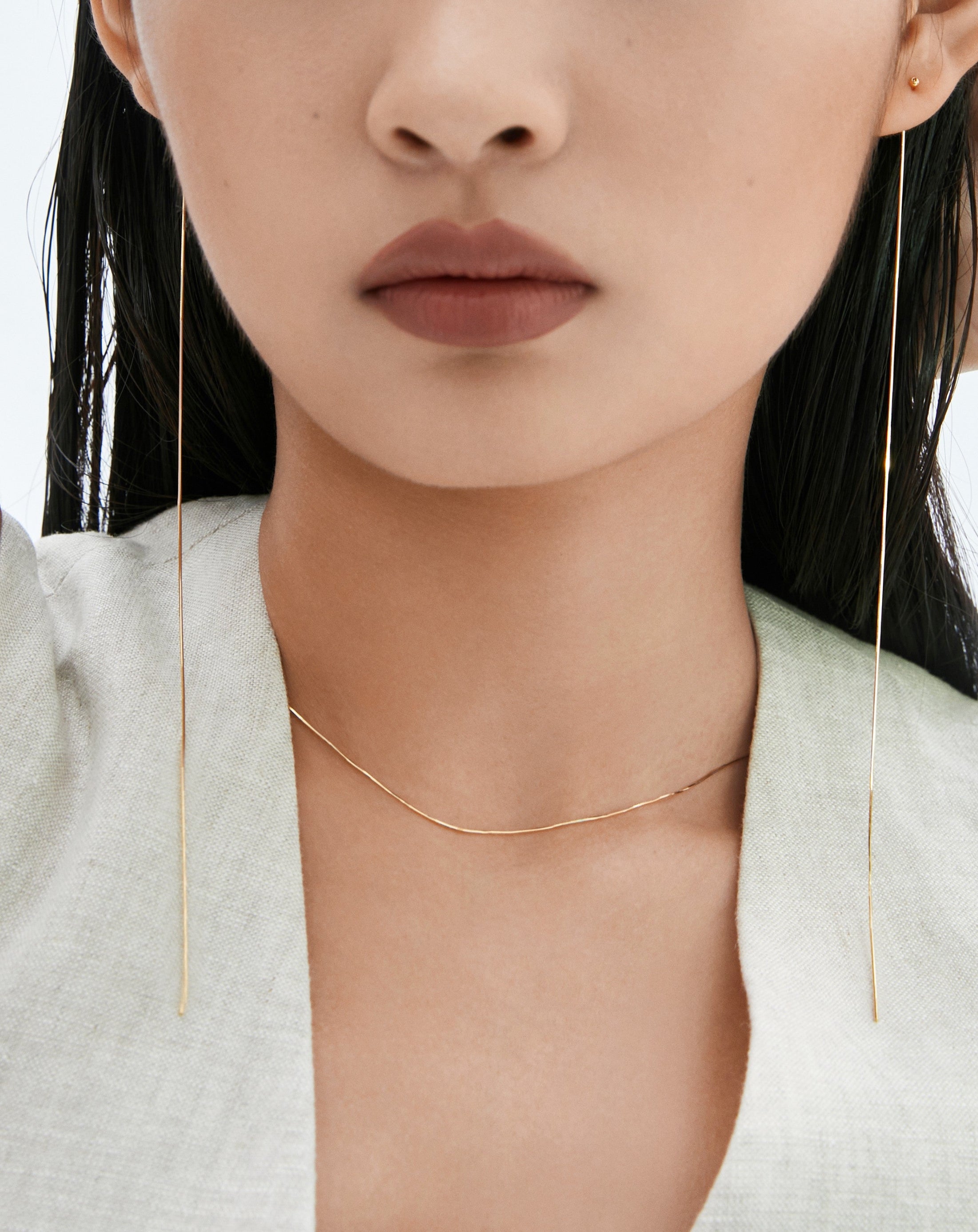 Ultra Thin Silk Necklace - 18K Solid Gold - YIN Fine Jewelry - Chinese Modern Gold Jewelry