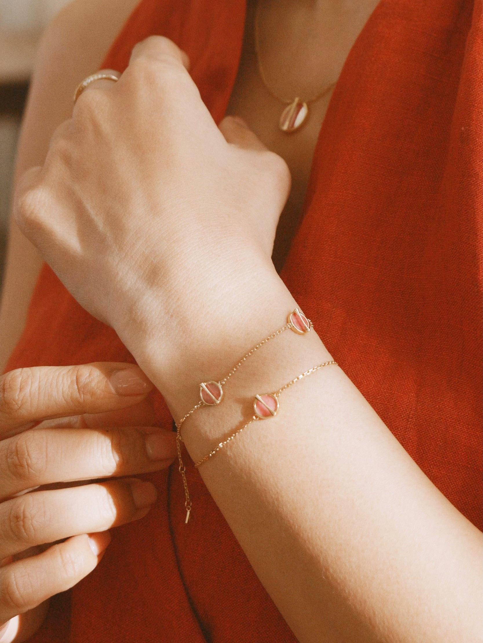 The Golden Ratio Bracelet - Rhodonite