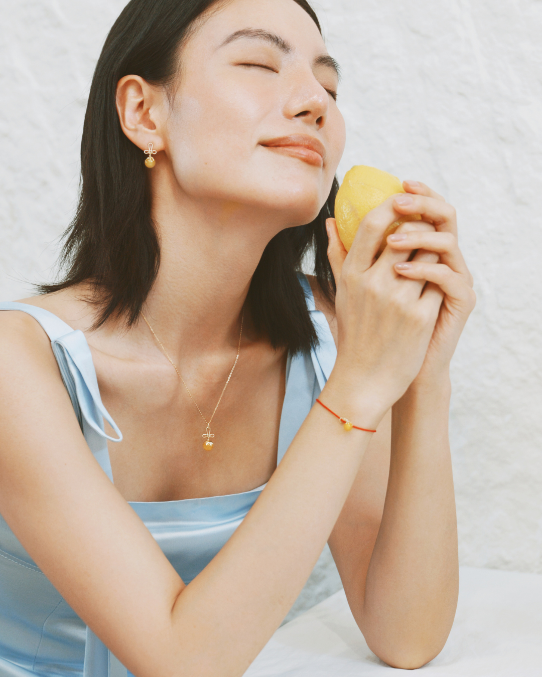 Tanghulu Wan-Knot Pendant Necklace - Yellow Chalcedony