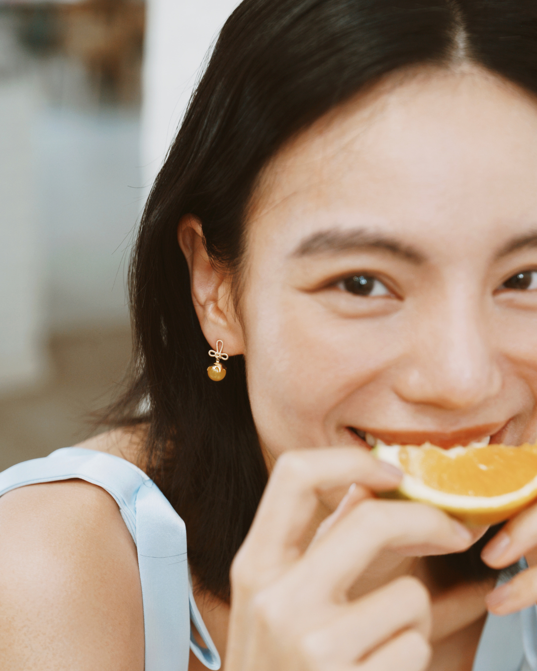 Tanghulu Wan-Knot Earrings - Yellow Chalcedony