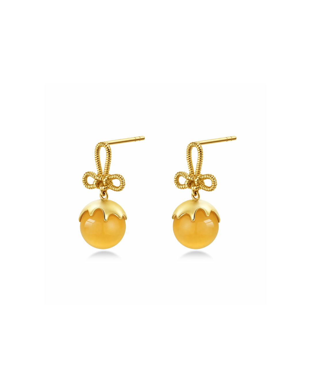 Tanghulu Wan-Knot Earrings - Yellow Chalcedony