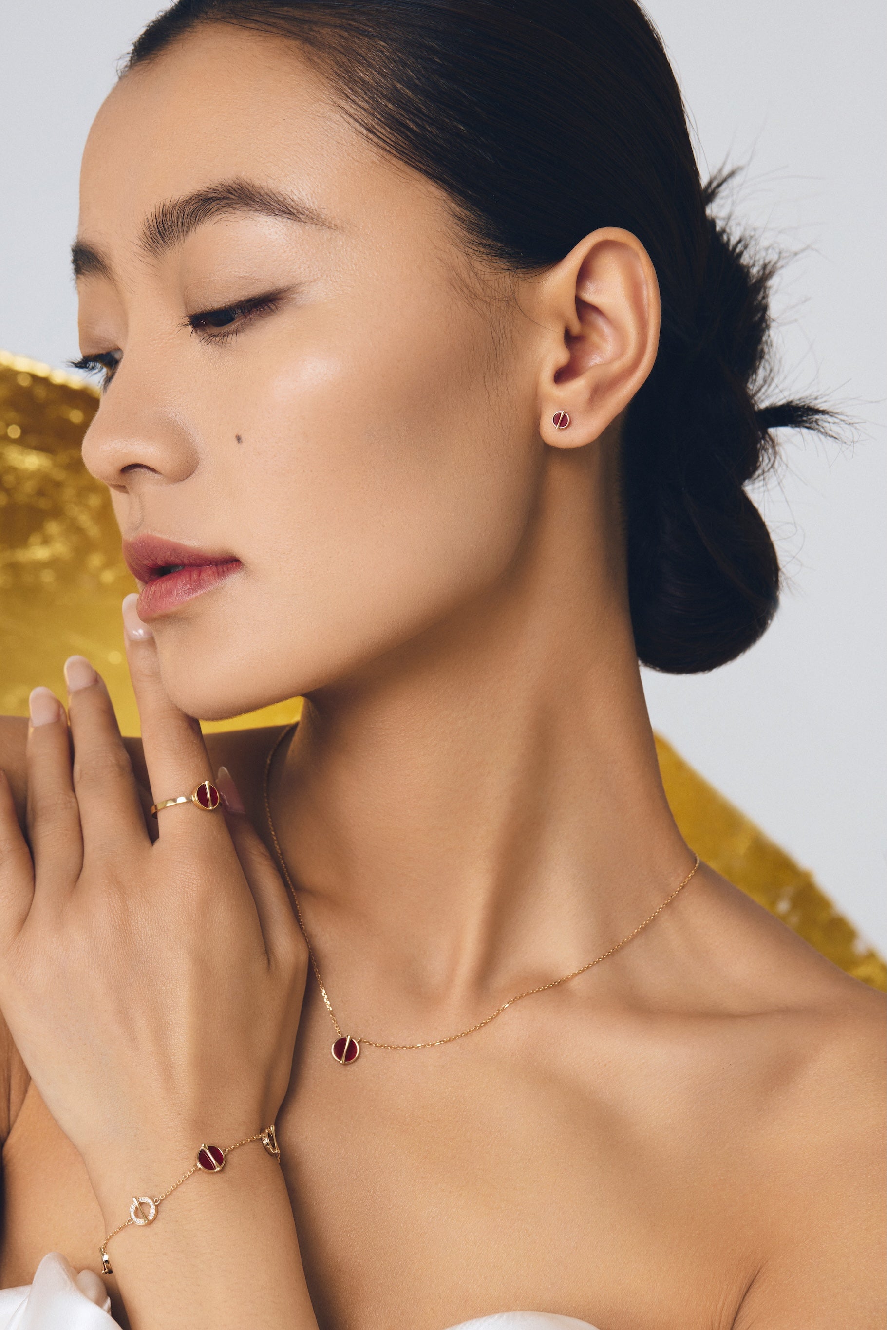 The Golden Ratio 5-motif Open Diamond Bracelet - Carnelian