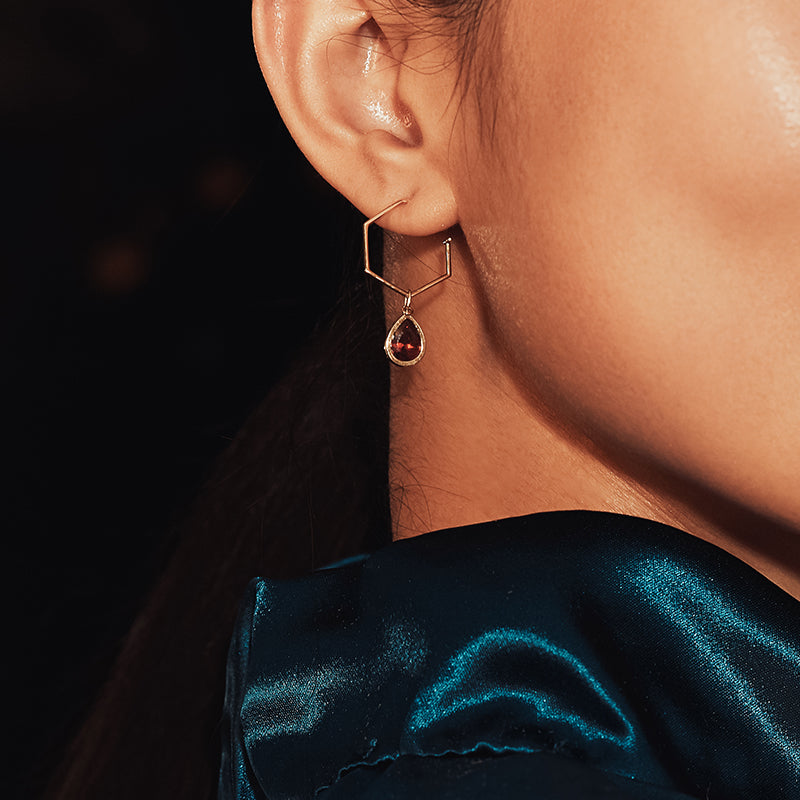 The Universe Bezel Setting Detachable Pendant Earrings