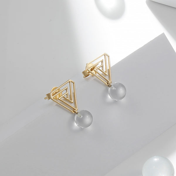 The Penrose Triangle White Quartz Earrings